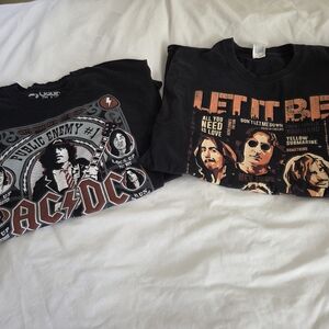 Band Tees - Beatles Let it Be and AC/DC Public Enemy #1 Whiskey-A-Go-Go MEN'S XL